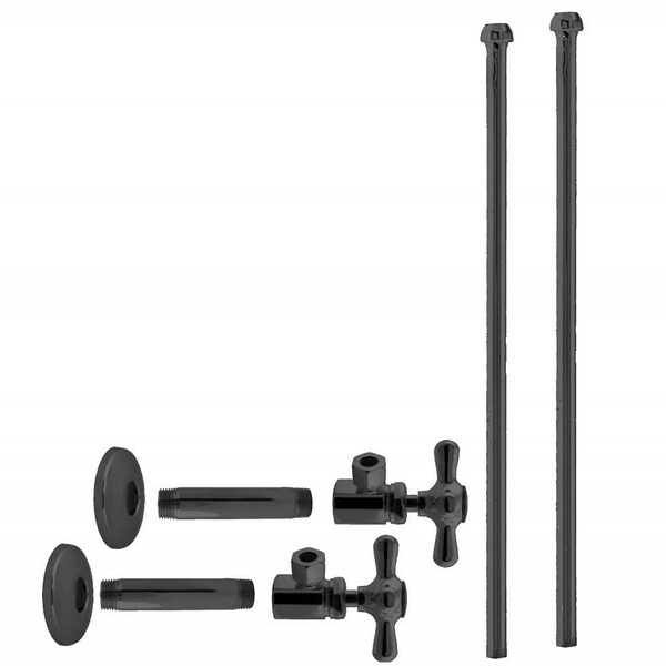 Westbrass Faucet Kit, 1/2" IPS x 3/8" OD x 20" Bullnose in Powdercoated Flat Black D103KBNX-62 - main